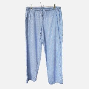 Blue Striped women’s pajama summer beachy 100% cotton Pants L